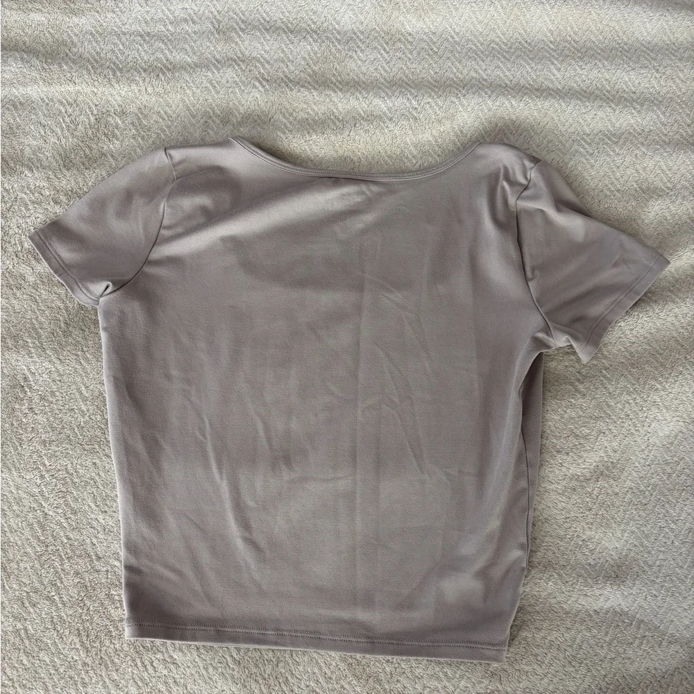 Hollister Women's Square Neck Short Sleeve Top - Tan - Picture 2 of 3